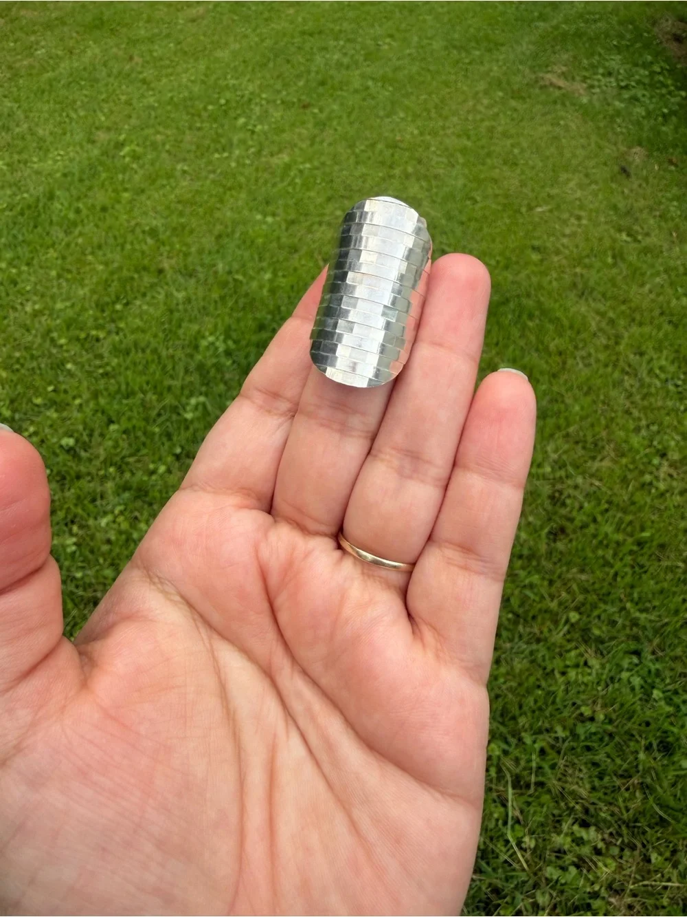 925 Sterling Silver Textured Statement Ring - Silver